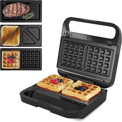 Sunvivi 3 in 1 Sandwich Maker, Electric Waffle Maker