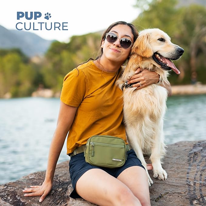 Pup Culture Dog Treat Pouch with Poop Bag Dispenser and Removable Treat Pouch | Cross Body Dog Walking Bag | The Perfect Puppy Training Tool and Even Better Gift