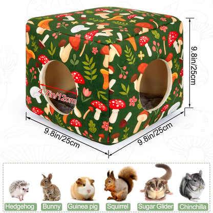 Bienbee Guinea Pig Hideout, Washable Guinea Pigs House Cozy Guinea Pigs Bed for Small Pet Bunny/Rabbit/Hamster/Chinchilla Guinea Pig Accessories Green Mushroom