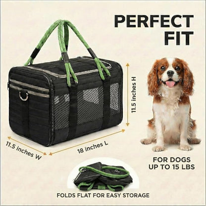 Soft-Sided Dog & Cat Carrier | for Car Rides, Vet Visits, Errands & Daily Outings | Fits Small Dogs & Cats Up to 15 lbs | 18" L x 11.5" H | Yorkies, Chihuahuas & More