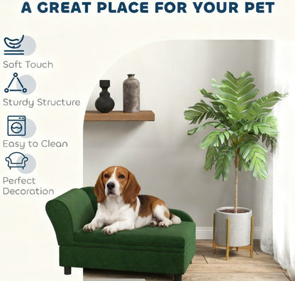 Pet Sofa Bed Couch With Storage,with Soft Cushion , Green
