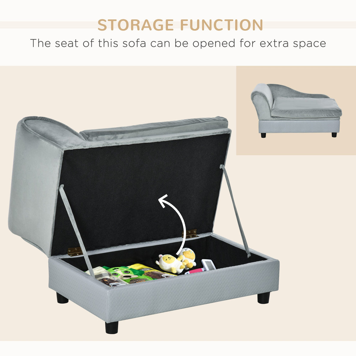 Luxury Fancy Dog Couch With Hidden Storage