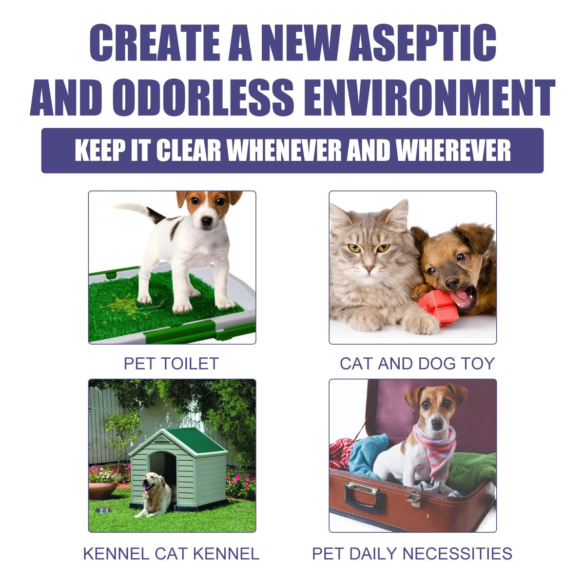 60ml Natural Pet Deodorant Spray With Portulaca & Aloe Extract, Pet Odor Eliminator, Non-Toxic Gentle Formula For Dogs