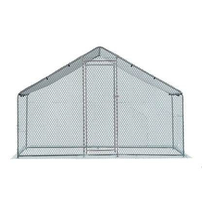 2X2X2m&6.5x6.5x6.5ft Silver Chicken Coop With Pointed Roof, 180g PE Rain Cloth, Metal Chicken And Rabbit Cage