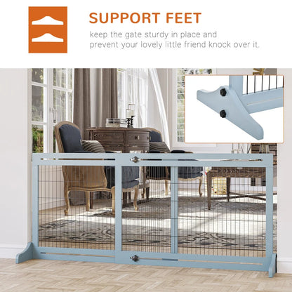 Extra Wide Freestanding Pet Gate With Adjustable Length Dog