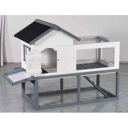 53-inch Double-tier Wooden Outdoor Indoor Waterproof Chicken Coop And Rabbit Hutch Complete With A Roof, Stairs And A Removable Cleaning Tray  Suitable For Small To Medium Pets