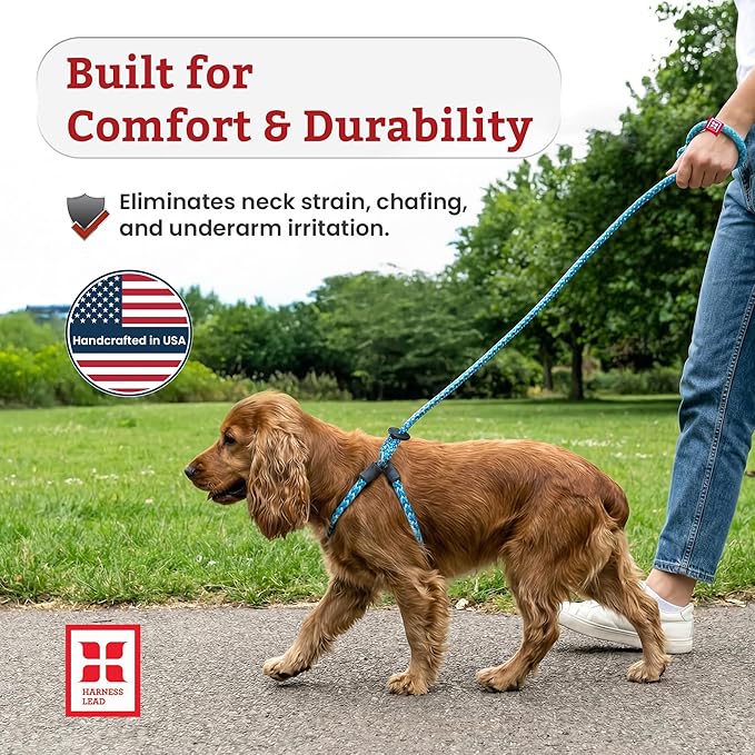 Harness Lead No Pull Dog Harness and Leash Set, Anti Pull Dog Harness, One-Piece Cushioned Rope Safely Prevents Escaping and Pulling (Extra Large, Red)