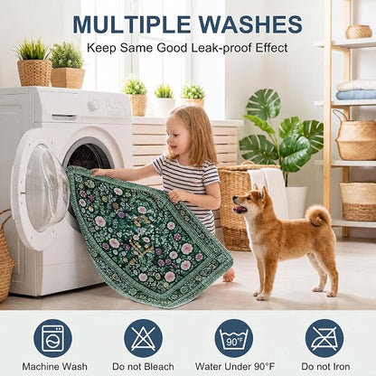 Washable Pee Pads for Dogs,Great Urine Absorbent Reusable Puppy Training Pads,Waterproof,Leak-Proof & Non-Slip Potty Pads for Whelping,Crate,Playpen,Bed.(Midnight Garden Floral,31"x36")