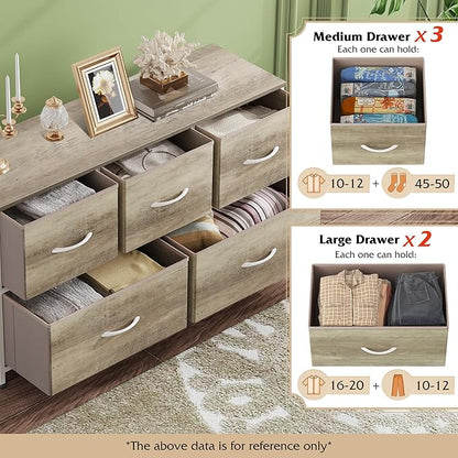 WLIVE Dresser for Bedroom with 5 Drawers, Wide Chest of Drawers, Fabric Dresser