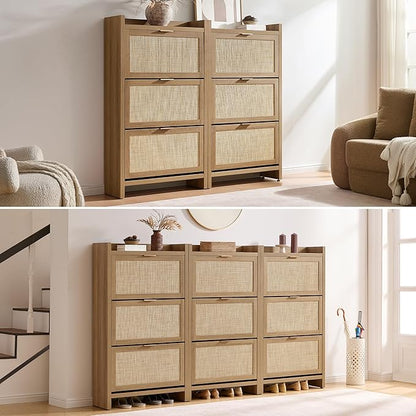SICOTAS Rattan Shoe Storage Cabinet