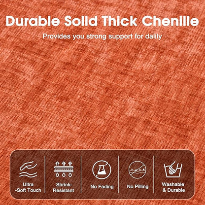 Modern Minimalist Chenille Modular Sectional Sofa, Deep-Seat 3-Seater L-Shaped Couch with Movable Ottoman and Thick Cushions, Upholstered Sofa for Living Room, Bedroom, Office, Apartment Orange L Sofa