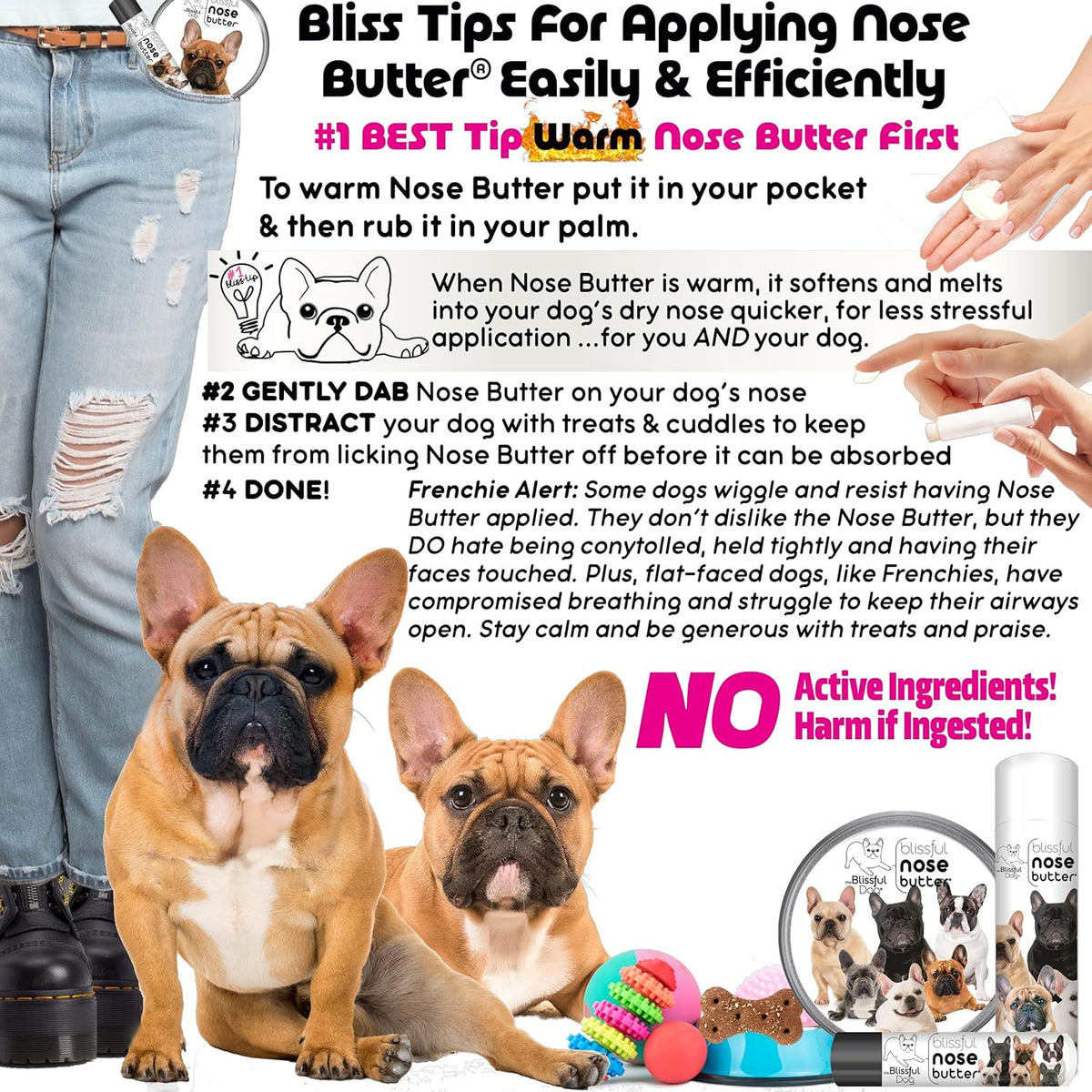 The Blissful Dog Blue French Bulldog Unscented Nose Butter, 16oz