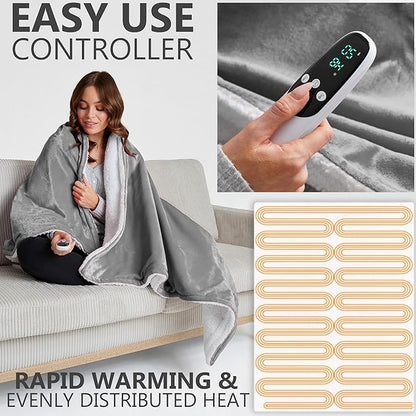 Heated Blanket Electric Luxurious Fleece Throw Blanket, 9 Heat Settings & 12H