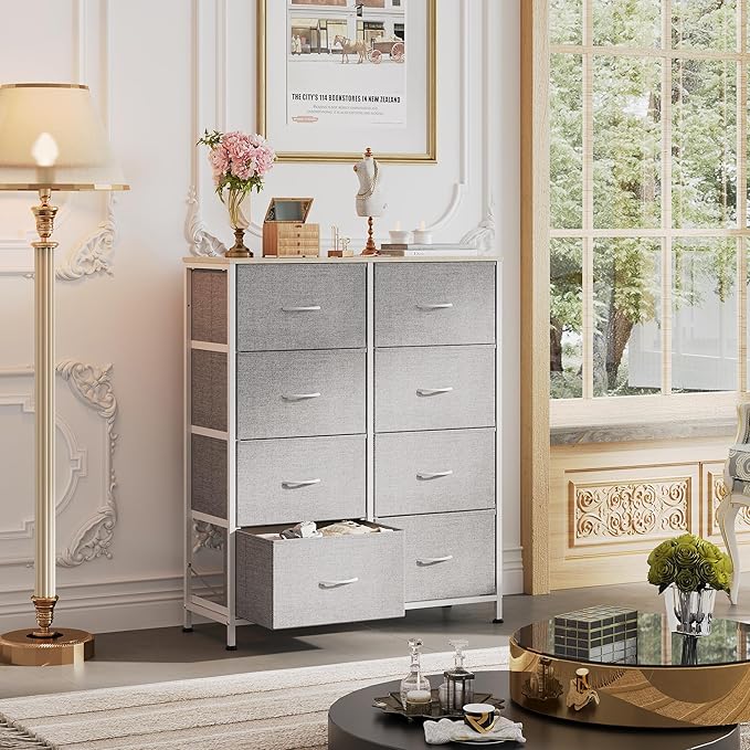 WLIVE Fabric Dresser for Bedroom, Tall Dresser