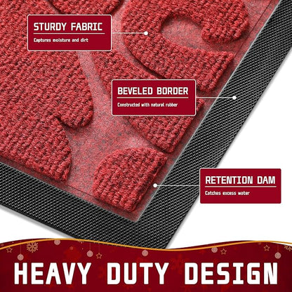 Yimobra Large Welcome Mat 47x24, Waterproof Non-Slip Outdoor Mats for Front Door Outside Entrance, Low-Profile Entryway Mat Indoor for Garage Patio, Wine Red