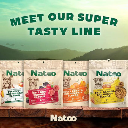 NATOO Biscuits for Small Dogs & Puppies Crunchy Dog Treats, Oats & Berry Healthy Natural Canine Biscuits, Rich in Omega 6, Prebiotics & Fiber, Antioxidants for Immunity (8 oz)