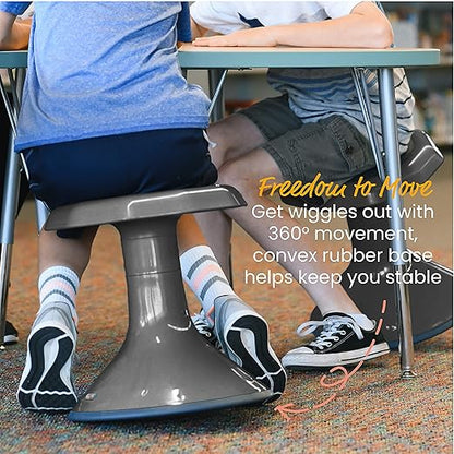 ECR4Kids ACE Active Core Engagement Wobble Stool, 15-Inch Seat Height, Flexible Seating, Grey