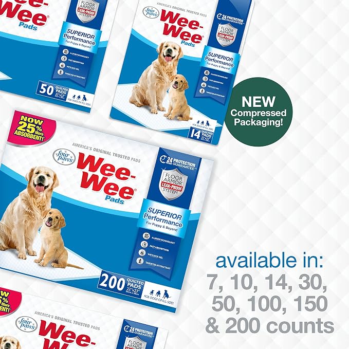 Four Paws Wee-Wee Superior Performance Dog Pee Pads, 100 Count