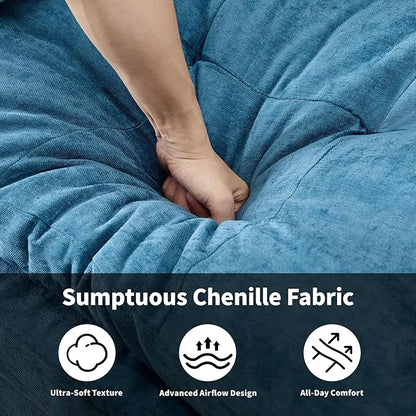 84" Loveseat Sofa, Modern Couches for Living Room,Double-Layer Cushion Cloud Couch with Deep Seat,Super Comfy Chenille Sofas,Sturdy Frame, Easy Assembly for Bedroom, Apartment, Office, Blue