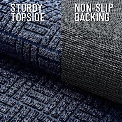 OLANLY Front Door Mat Outside Entrance 71x23, Absorbent, Heavy Duty Sturdy Natural Rubber Doormat Indoor Outdoor, Non-Slip, Stain and Fade Resistant, Low Profile Floor Mat for Entryway, Navy Blue