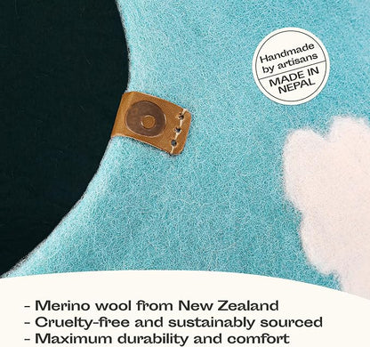 Cat Cave – Premium Felt Cat Bed Enclosure for Indoor Cats, Handmade Merino Wool (Cloud Nap Blue, Medium)