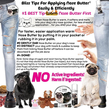 The Blissful Dog Black Pug Nose Butter for Dry, Cracked Skin, Lick-Safe Dog Nose Balm with Moisturizing Shea Butter, Almond, Olive, and Essential Oils, Pet Supplies, Uncented, 0.50 oz.