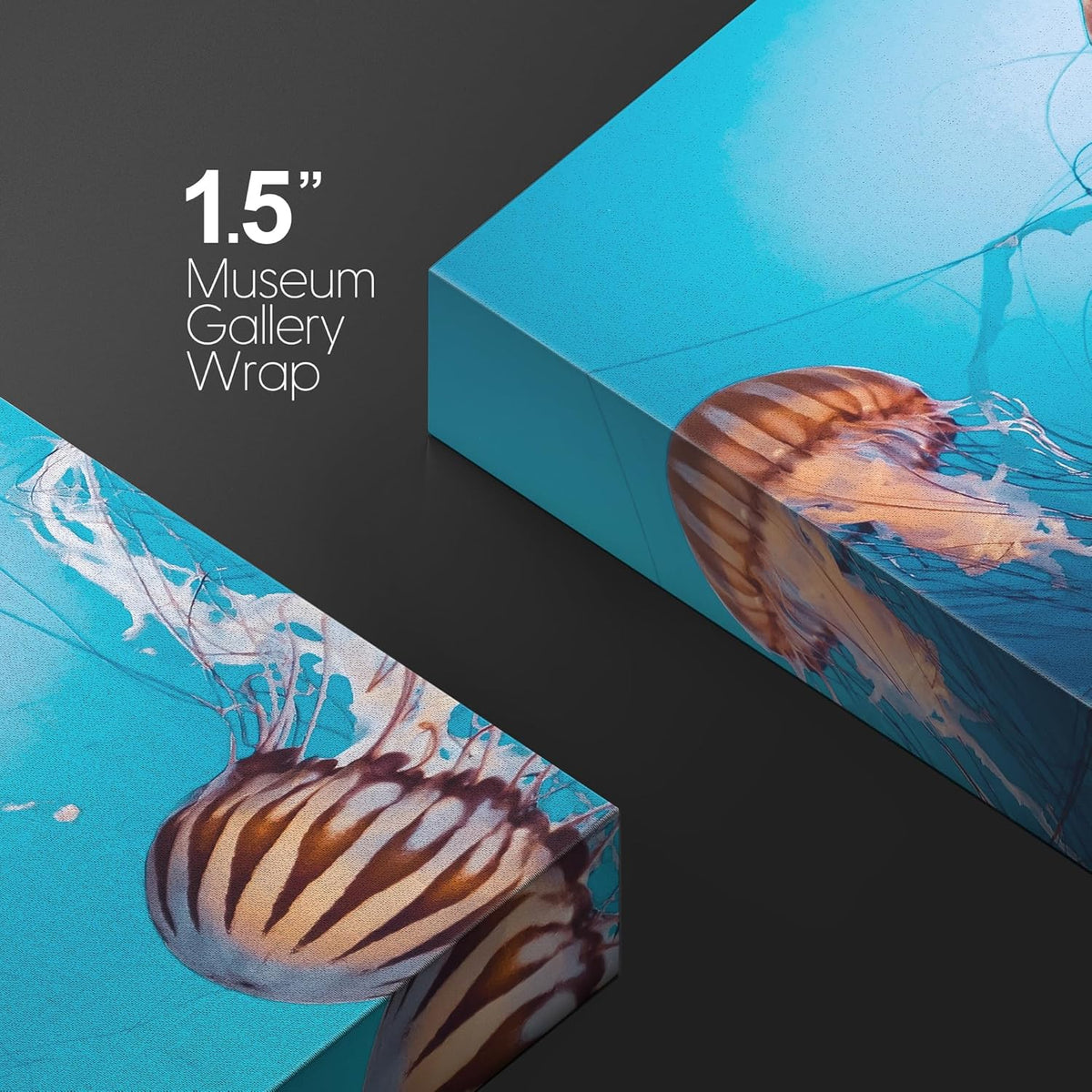 wall26 Canvas Print Wall Art Tiger Stripe Jellyfish Underwater Ocean Sea Nature Animals Photography Realism Rustic Scenic Landscape Wilderness Colorful for Living Room, Bedroom, Office - 32"x48"