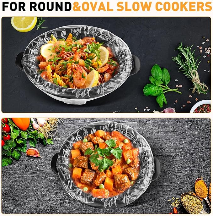 100 Pack Slow Cooker Liners, Large Size 13"x 21" Cooking Bags Disposable Pot