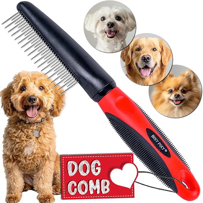 Poodle Comb with Rotating Teeth - 5-in-1 Dog Dematting Tool - Used for Small Size Breeds and Puppies - Cat Comb for Shedding and Deshedding