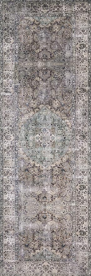 Loloi Layla Collection LAY-06 Taupe/Stone 7'-6" x 9'-6" .13" Thick Area Rug, Soft, Durable, Vintage Inspired, Distressed, Low Pile, Non-Shedding, Easy Clean, Printed, Living Room Rug