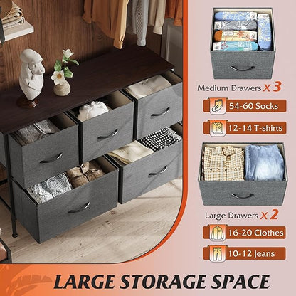 WLIVE Dresser for Bedroom with 5 Drawers, Long Storage Tower Organizer Unit