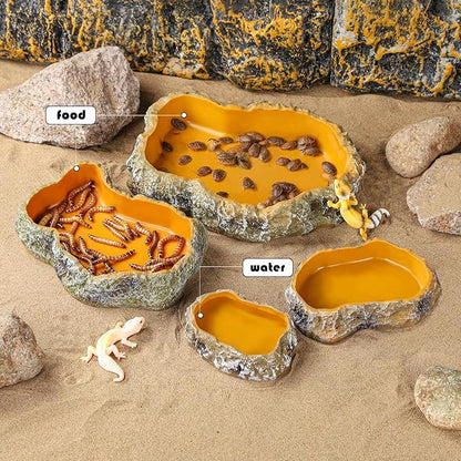 IBWell 8 Inch Reptile Food Dish Escape Proof Reptile Feeding Dish Resin Reptile Water Food Bowl for Bearded Dragon Chameleon Frog Snake Turtle Leopard Gecko