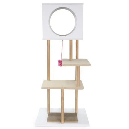 Multi-Level Cat Tree With 2 Scratching Pads, Dual-Door Cat Condo & Anti-Tipping Kit For Indoor Cats