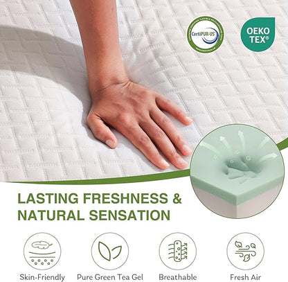 EGOHOME Full Size Memory Foam Mattress, 10 Inch Bed Mattress in a Box with Cooling Green Tea Gel, Relieve Pressure with Medium Support, CertiPUR-US Certified, 75''L x 54''W, White