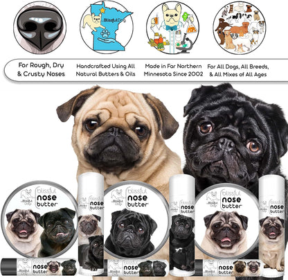 The Blissful Dog Black Pug Nose Butter for Dry, Cracked Skin, Lick-Safe Dog Nose Balm with Moisturizing Shea Butter, Almond, Olive, and Essential Oils, Pet Supplies, Uncented, 0.50 oz.