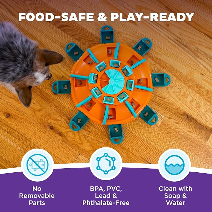 Outward Hound by Nina Ottosson Tower of Treats Level 4 Expert Dog Treat Puzzle for Enrichment, Orange