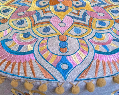 Modern Round Floor Cushion Cover Flower Room Décor Boho Furniture Round Floor Pillow Pouf Footstool Boho Chic Siting Area Stool Cushion Case Luxury Kids Room Décor Cotton 24x8 Unstuffed