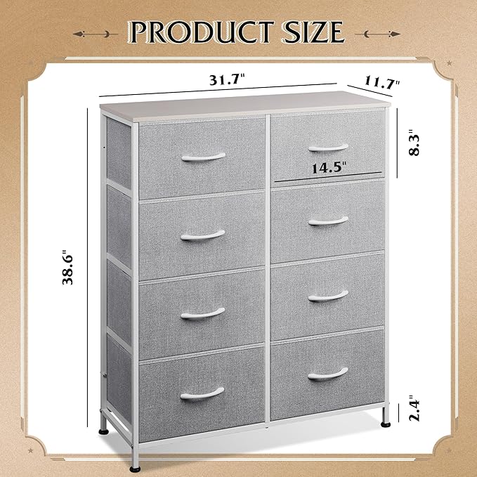 WLIVE Fabric Dresser for Bedroom, Tall Dresser