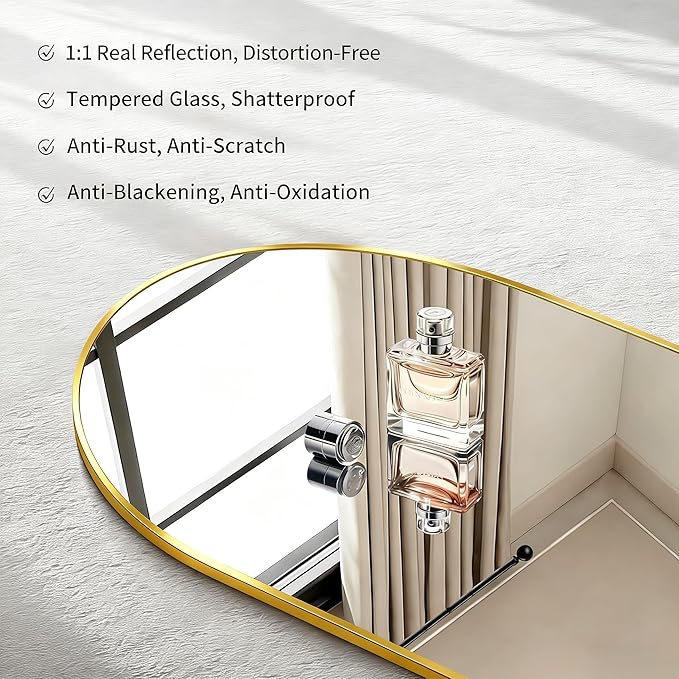 CIRCUMI Arched Wall Mirror, Metal Frame, Large Size