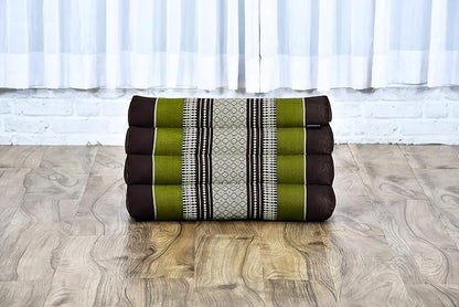 Leewadee Triangle Cushion – Comfortable Backrest for TV or Reading, Incline Pillow for Relaxing Made of Kapok, 20 x 13 x 13 inches, Brown Green