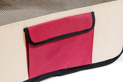 Pawer 36”×18.5” 8-Panel Foldable Pet Playpen, for Small Medium Cat/Dog/Puppy, Burgundy+Beige, 600D Oxford Cloth Portable Indoor & Outdoor Kennel with Carry Bag, Multiple Sizes & Colors Available