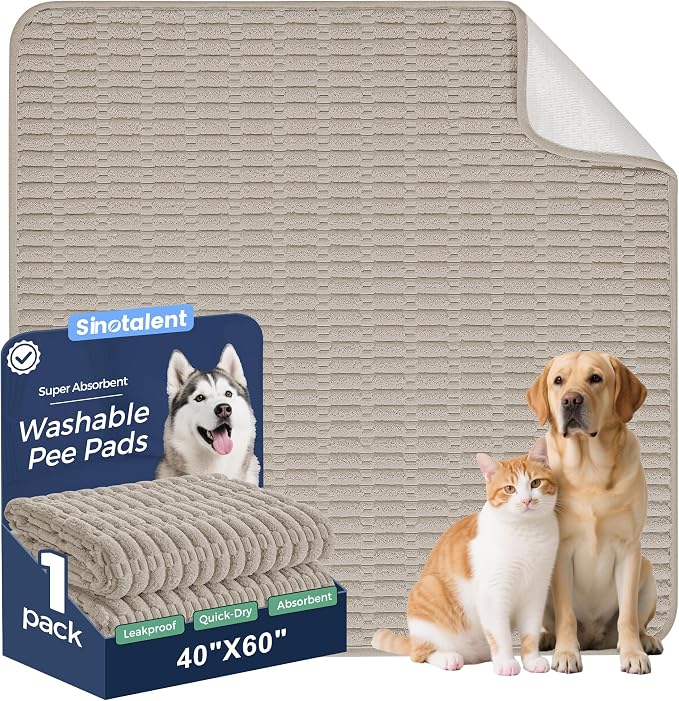 Washable Pee Pads for Dogs Puppy Pad, Brown 40”x60” 1 Pack | High Absorbent Dog Pee Pad Leak Proof Cat Rugs, Reusable Non Slip Pet Mat, Wee Wee Pads for Training, Crate and Floor