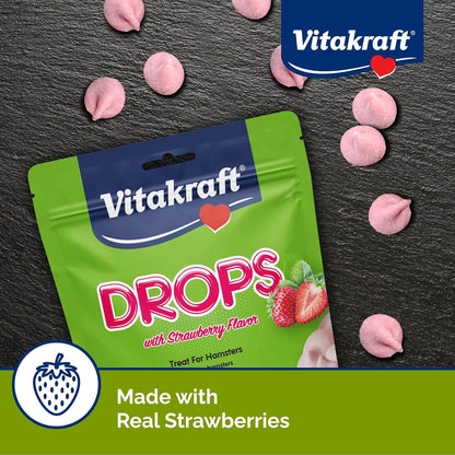 Vitakraft Drops Hamster Treat - Strawberry - Yogurt Treats for Hamsters Pink 5.3 Ounce (Pack of 1)