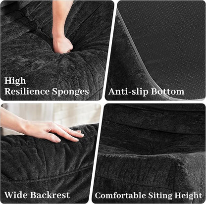 HABUTWAY Bean Bag Chair, Memory Foam Bean Bag Chairs for Adults, Fireside Corner Chair Lazy Floor Corner Sofa for Living Room, Bedroom, Dorm, Office (Black)