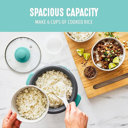 GreenLife Rice Cooker with Removable PFAS-Free Ceramic Nonstick Pot, 3-Cups