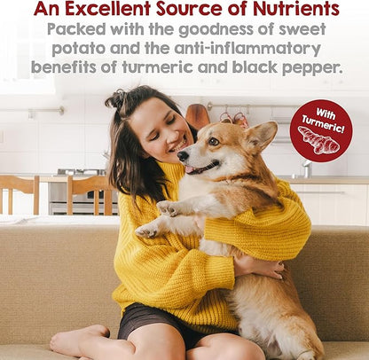 Riley's Slims Dried Sweet Potato Dog Treats - Dehydrated Chews with Turmeric - Limited Ingredient USA Sourced Sweet Potato - Made in The USA - 7.5 oz