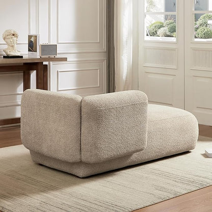ZEKOKO Boucle Chaise Lounge Chair Indoor Comfy Fluffy Lounge Sofa Upholstered Chaise Lounge Modern Lounge Chair Indoor for Living Room Bedroom Office(Left Hand, Camel)