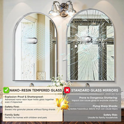 Arched Mirror 26"x38", Bathroom Mirror, Wall Mounted Vanity Mirror