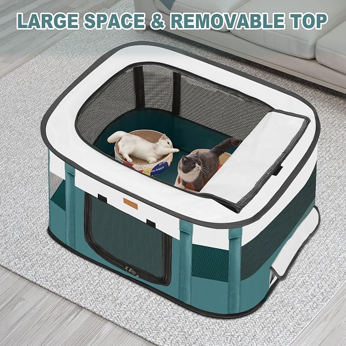 Dog Playpen - Foldable Cat Play Pens for Pubby,Kitten, Rabbit,Portable Pet Tent with Carring Bag for Indoor/Outdoor Travel Camping (Blue-Medium)