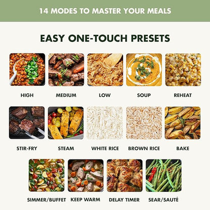 GreenPan Elite 14-in-1 Nonstick 6QT Electric Slow Cooker, PFAS-Free Ceramic